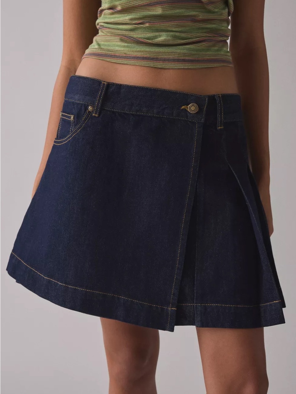 House of Sunny Pleated Denim Skirt - Picture 3 of 14